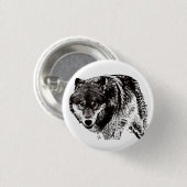 Wild Wolf Zwart & Wit kunstwerk Ronde Button 3,2 Cm (Voorkant /achterkant)