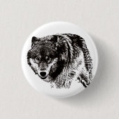 Wild Wolf Zwart & Wit kunstwerk Ronde Button 3,2 Cm (Voorkant)