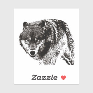Wild Wolf Zwart & Wit kunstwerk Sticker