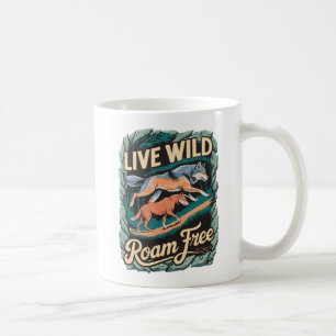 Wild Wolves Adventure Retro Natuur Kunstwerk Koffiemok