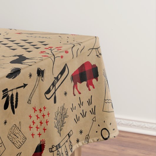 Wild Wonderful Christmas Pattern / Kraft Red ID604 Tafelkleed (Voorbeeld)