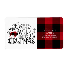 Wild Wonderful Christmas Red & White Buffalo ID604 Etiket