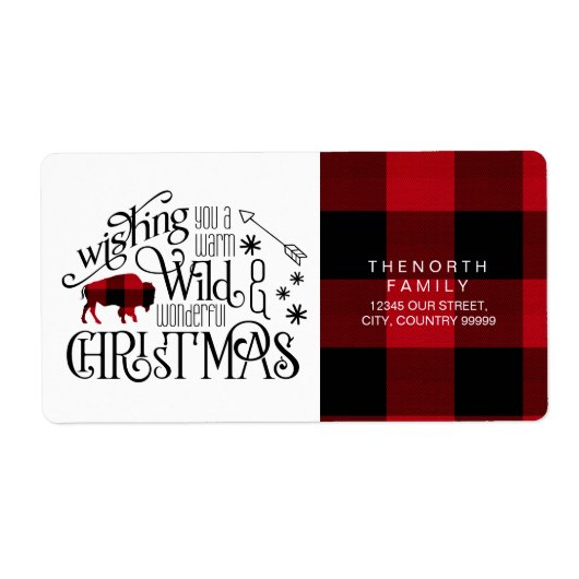 Wild Wonderful Christmas Red & White Buffalo ID604 Etiket (Voorkant)