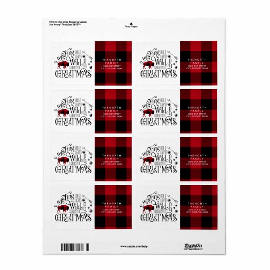 Wild Wonderful Christmas Red & White Buffalo ID604 Etiket (Full Sheet)