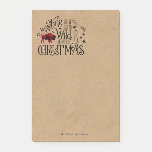 Wild Wonderful Kerstbuffalo Pset/Kraft ID604 Post-it® Notes (Voorkant)