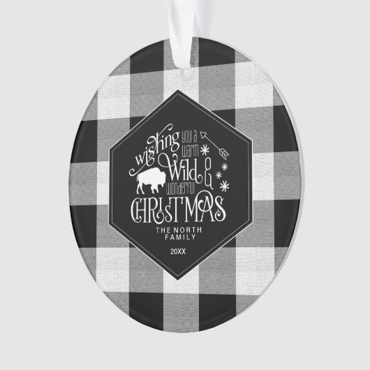 Wild Wonderful Kerstmis Black Buffalo Pset ID604 Ornament (voorkant)