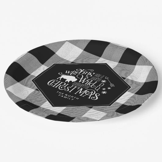 Wild Wonderful Kerstmis Black Buffalo Pset ID604 Papieren Bordje (Gekanteld)