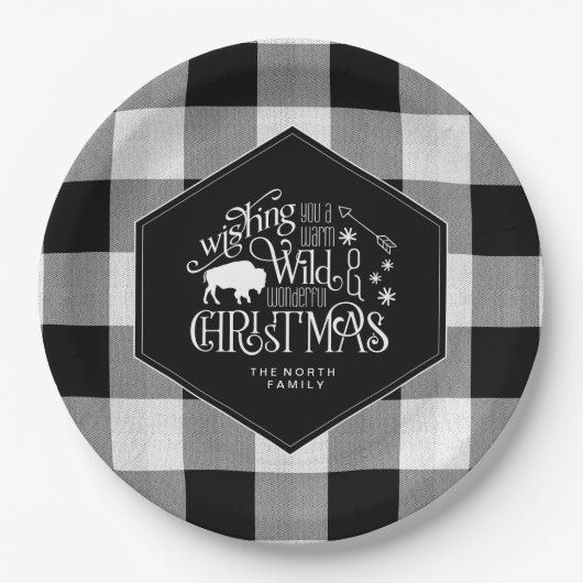 Wild Wonderful Kerstmis Black Buffalo Pset ID604 Papieren Bordje (Voorkant)