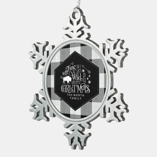 Wild Wonderful Kerstmis Black Buffalo Pset ID604 Tin Sneeuwvlok Ornament (Rechts)