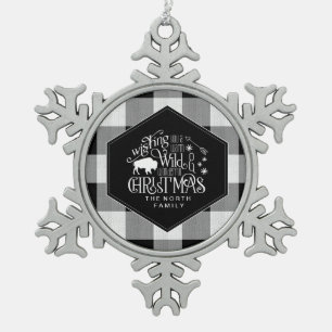 Wild Wonderful Kerstmis Black Buffalo Pset ID604 Tin Sneeuwvlok Ornament