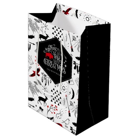 Wild Wonderful Kerstpatroon Red/Black ID604 Medium Cadeauzakje (Voorkant Gekanteld)