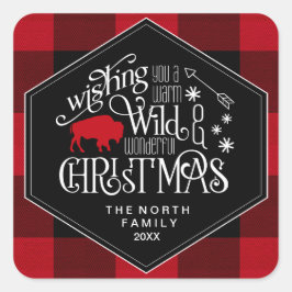 Wild Wonderful Kerstroodbruin Pset ID604 Vierkante Sticker