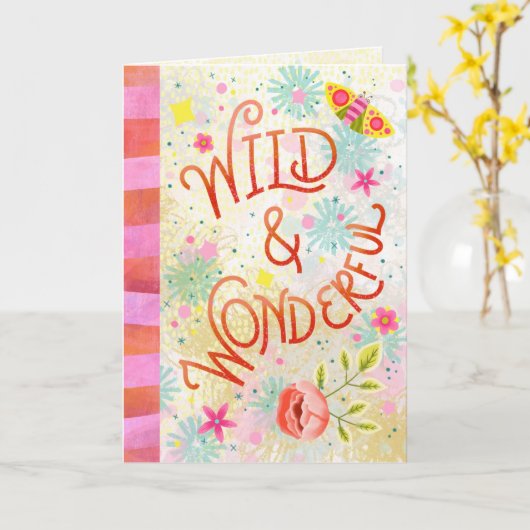 Wild & Wonderlijk – Whimsisch Handletteren Kaart (Gele Bloem)