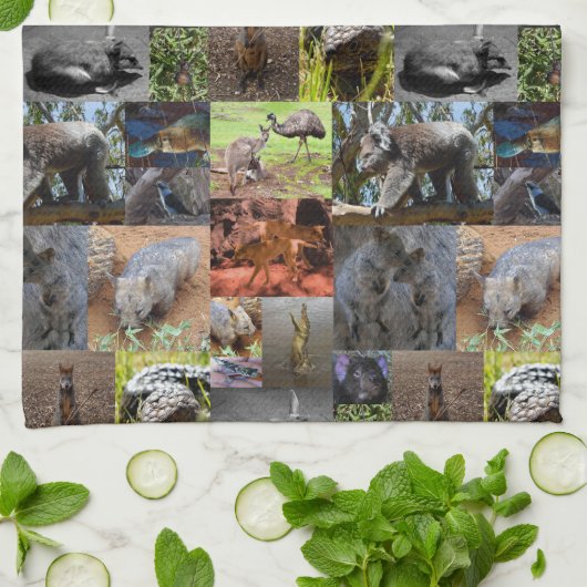 Wild Wonders: fascinerende Australische fotocollag Theedoek (Gevouwen)