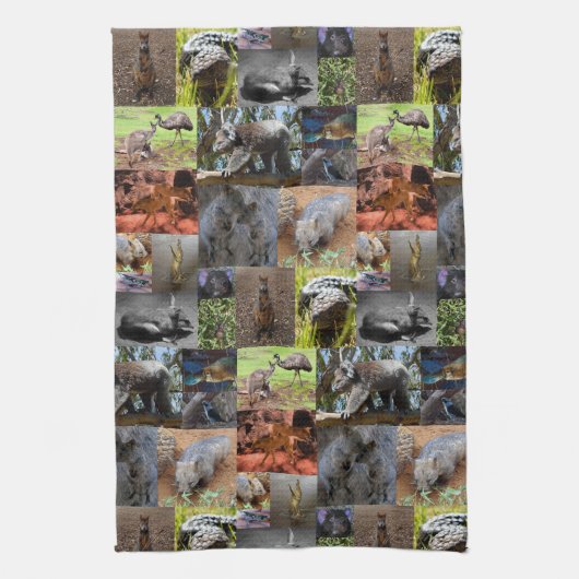 Wild Wonders: fascinerende Australische fotocollag Theedoek (Verticaal)