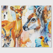 Wild Wonders Waterverf Collage Cadeaupapier (Vlak)