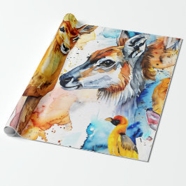 Wild Wonders Waterverf Collage Cadeaupapier