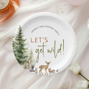 Wild Woodland Animals Verjaardagsfeest Papieren Bo Bordje