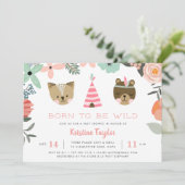 Wild Woodland Baby shower Invitation Kaart (Staand voorkant)