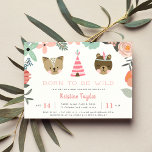 Wild Woodland Baby shower Invitation Kaart<br><div class="desc">Schattige babyshower-uitnodigingen voor je wilde onderweg zijn voorzien van een Boho-bloemenrand,  een paar zoet bos-babydieren en een roze teepee-illustratie. "Born to be wild" verschijnt in perzikbelettering,  met je baby shower onder de details. Kaarten omgekeerd naar effen blush roze.</div>