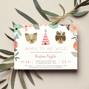 Wild Woodland Baby shower Invitation Kaart