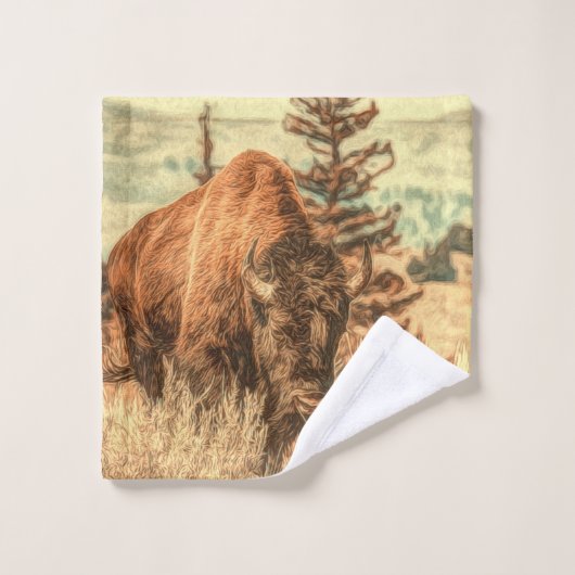 Wild Woodland Bison Bad Handdoek (Wasdoekje)