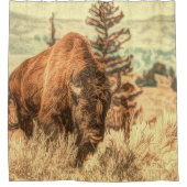 Wild Woodland Bison Douchegordijn (Voorkant)