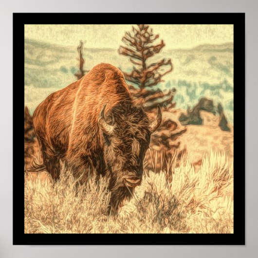 Wild Woodland Bison Poster (Voorkant)