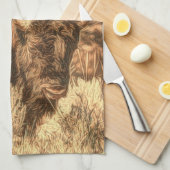 Wild Woodland Bison Theedoek (Quarter Fold)