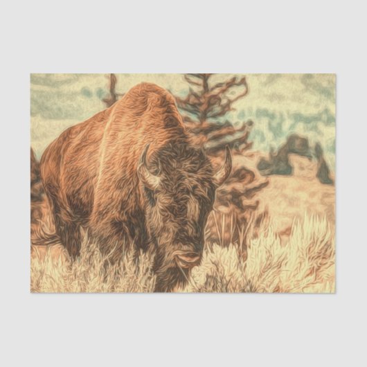 Wild Woodland Bison Tissuepapier (Voorkant)