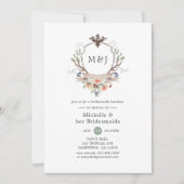 Wild Woodland Crest Monogram Bridesmaids Luncheon Kaart (Voorkant)