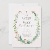 Wild Woodland Flowers Baptism Invitation Kaart (Voorkant)
