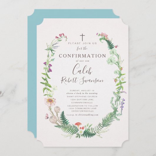 Wild Woodland Flowers bevestiging uitnodiging (Voorkant / Achterkant)