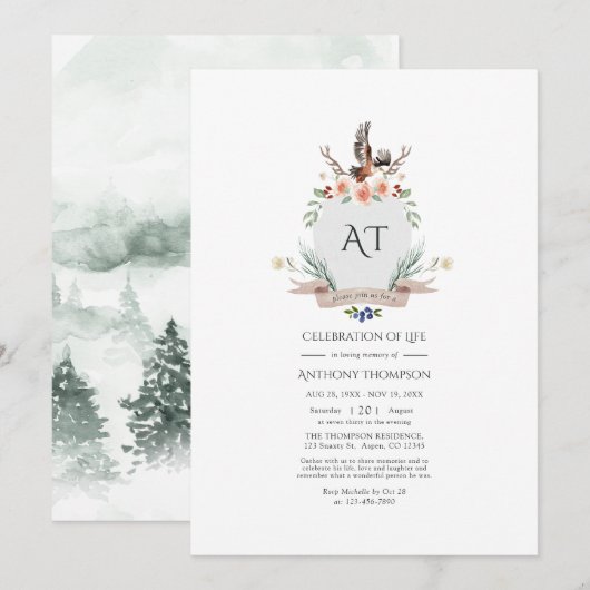 Wild Woodland Laurel Crest Crest Celebration of Li Kaart (Voorkant / Achterkant)