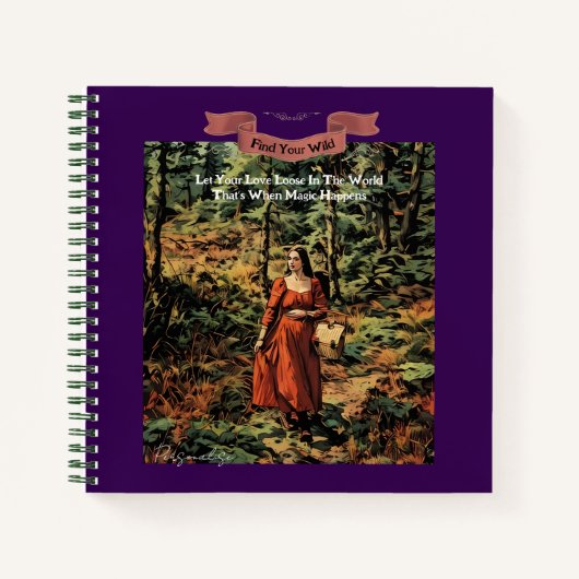 Wild Woodland Woman Love Quote PurpleGreen Journal Notitieboek (Voorkant)