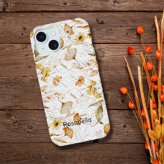 Wild Woodlands Botanicals Personaliseer Naam iPhone 15 Case