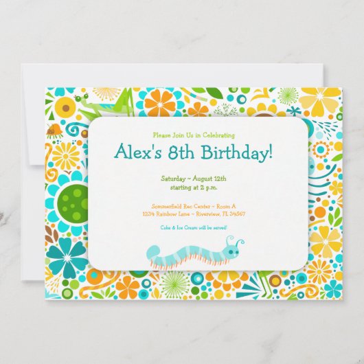 Wild World Cute Bugs Party Kaart (Voorkant)