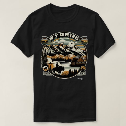 Wild Wyoming Tetons Trails Amerikaanse Retro T-shirt (Design voorkant)