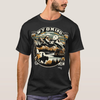 Wild Wyoming Tetons Trails Amerikaanse  Retro T-shirt