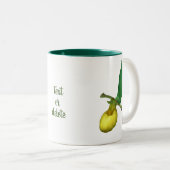 Wild Yellow Lady Slipper Flower Personalized Tweekleurige Koffiemok (Voorkant rechts)