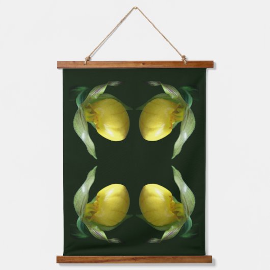 Wild Yellow Lady Slipper Orchidee Flower Abstract Hangend Wandkleed (Voorkant)