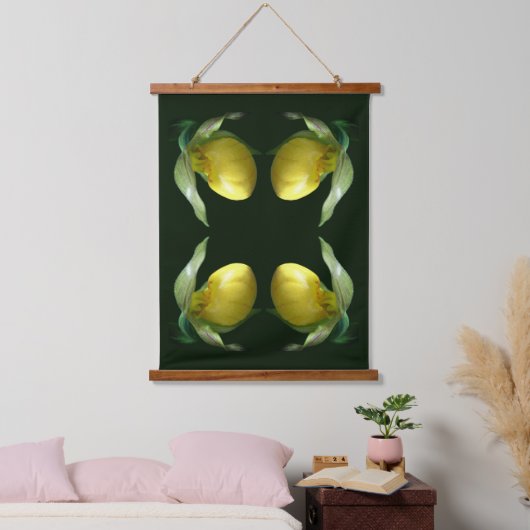 Wild Yellow Lady Slipper Orchidee Flower Abstract Hangend Wandkleed (Slaapkamer)