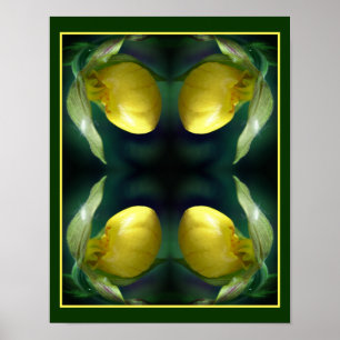 Wild Yellow Lady Slipper Orchidee Flower Abstract Poster