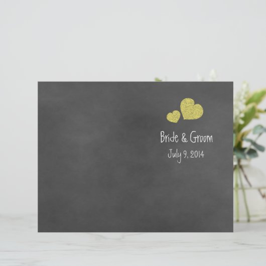 Wild Yellow Roses Chalkboard Folded Programme (Staand voorkant)