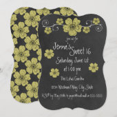 Wild Yellow Roses Chalkboard Party Kaart (Voorkant / Achterkant)