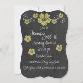 Wild Yellow Roses Chalkboard Party Kaart (Voorkant)