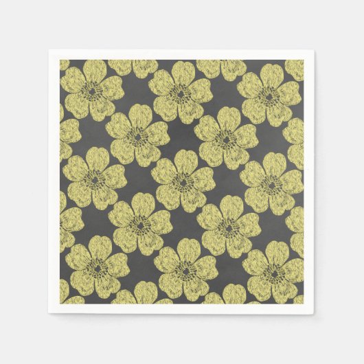 Wild Yellow Roses Chalkboard Servet (Voorkant)