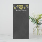 Wild Yellow Roses Chalkboard Wedding Program Kaart (Staand voorkant)