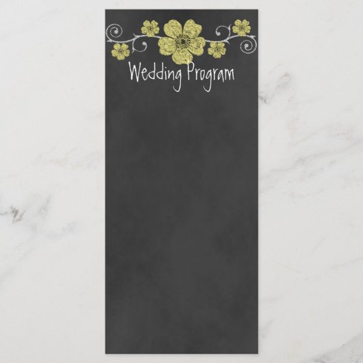 Wild Yellow Roses Chalkboard Wedding Program Kaart (Voorkant)