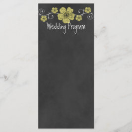 Wild Yellow Roses Chalkboard Wedding Program Kaart